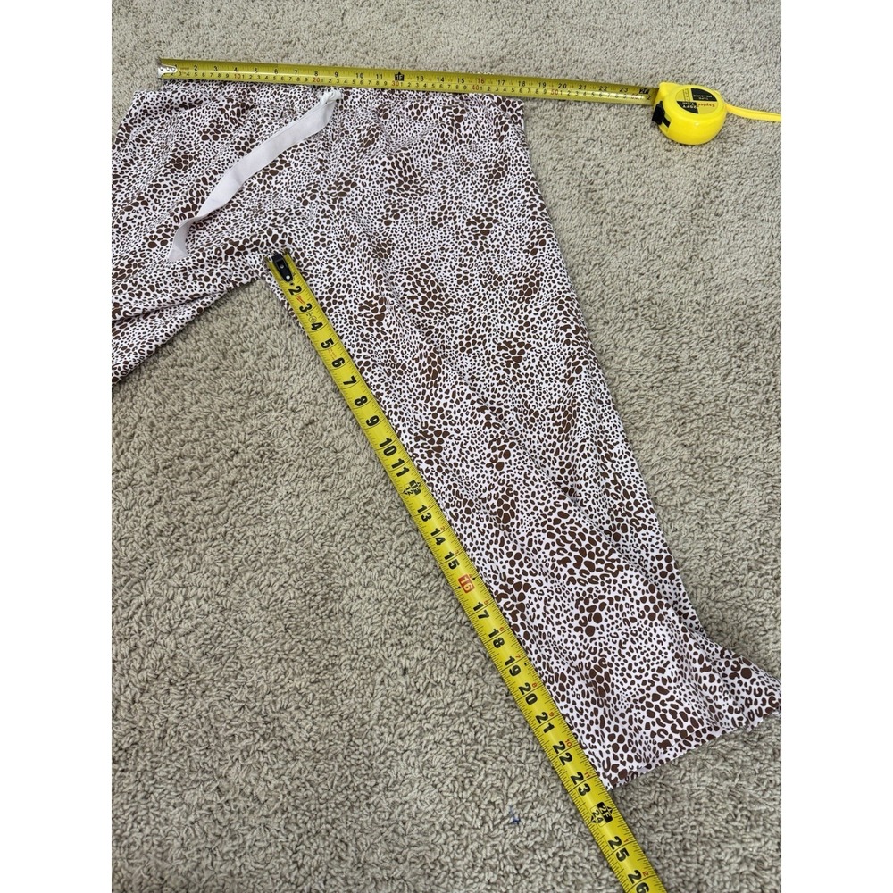 LANDS END Womens 2 PC Cheetah PAJAMAS Set MP Knit Top Pants Brown Animal Print - Picture 8 of 12